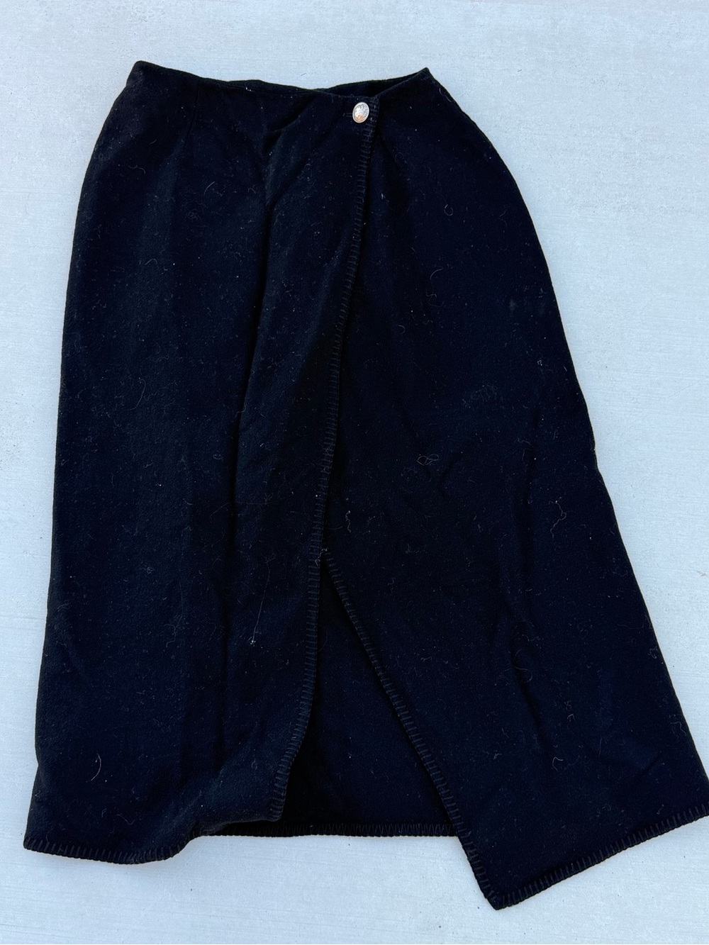 Vintage Ralph Lauren Country Boho Maxi Wool Black Wrap skirt 10 Buffalo Nickel